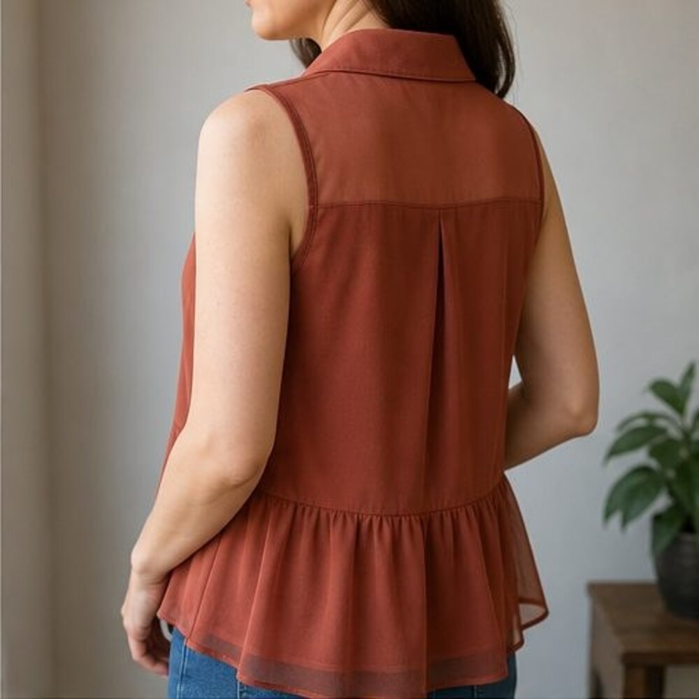 Rust Peplum Top - Picture 3 of 6